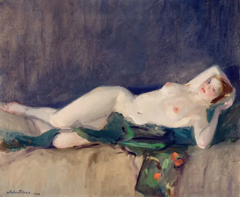 Ню, зеленый шарф by Джон Слоун, 1913 — digital art print download
