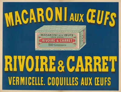 Macaroni aux oeufs Rivoire & Carret, vermicelle, coquilles aux oeufs by Imp. Camis, 1898 — digital art print download