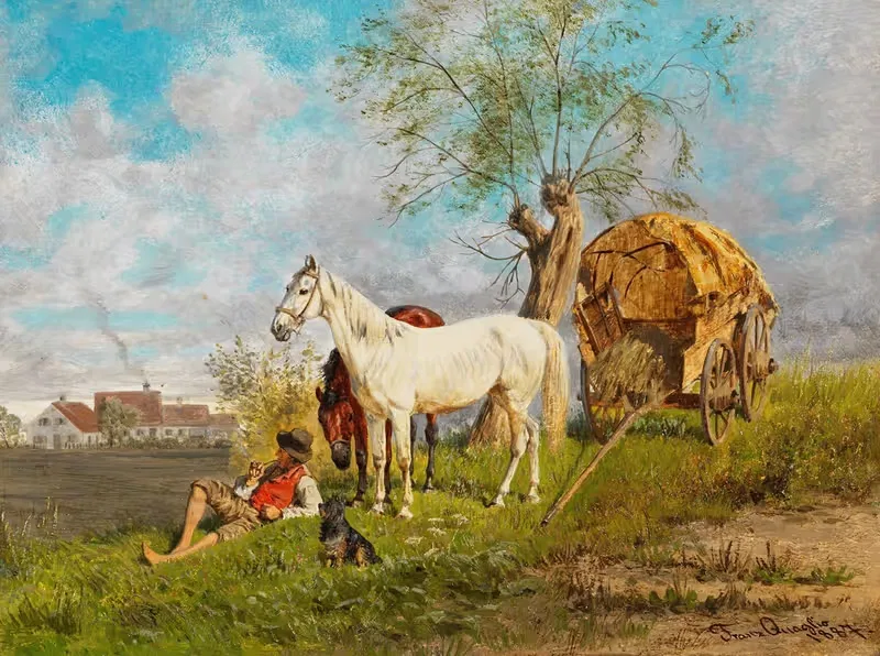 Полуденный отдых by Франц Квальо, 1887 — digital art print download