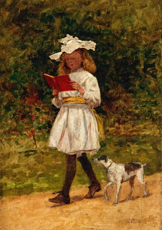 Молодая девушка, читающая by Алойзий О'Келли, c. 1910 — digital art print download