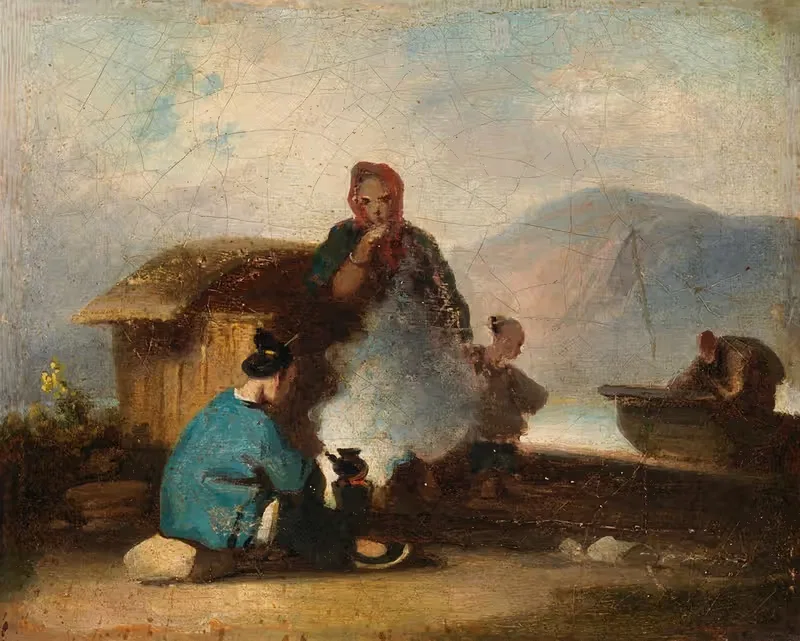 Китайская сцена, женщины, делающие чай by Джордж Чиннери — digital art print download
