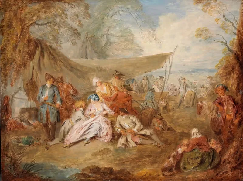 Figures Resting in a Military Encampment — Jean-Baptiste Pater