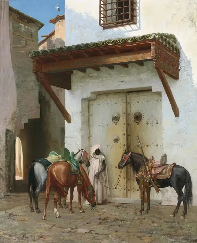 Chevaux tenus par un esclave (La Halte) — Jean-Léon Gérôme