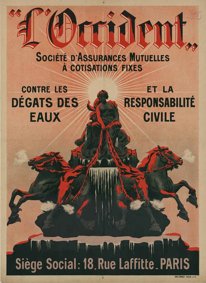 L'Occident, société d'assurances mutuelles à cotisations fixes by Imp. Chaix, 1907 — digital art print download