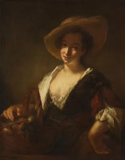 Mädchen mit einem Gemüsekorb by Antoine Pesne — digital art print download