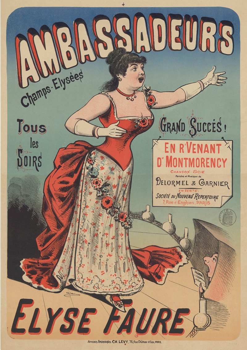 Ambassadeurs, Champs-Elysées. Tous les soirs. Elyse Faure — Imp. Charles Lévy