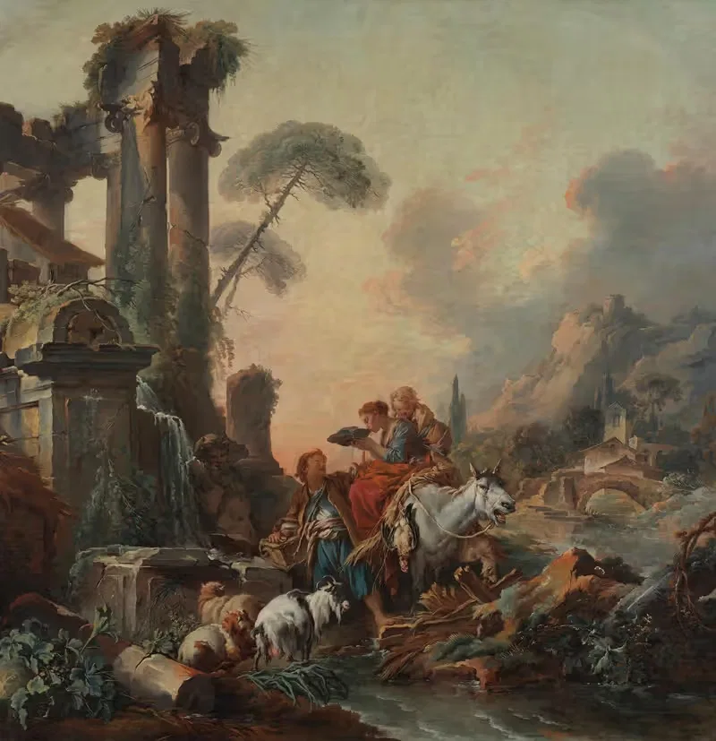 Rest at the well by François Boucher, 1735 — digital art print download