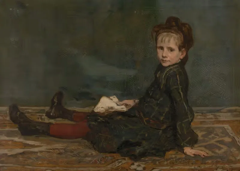 Girl sitting on a carpet — Alfred Cluysenaar