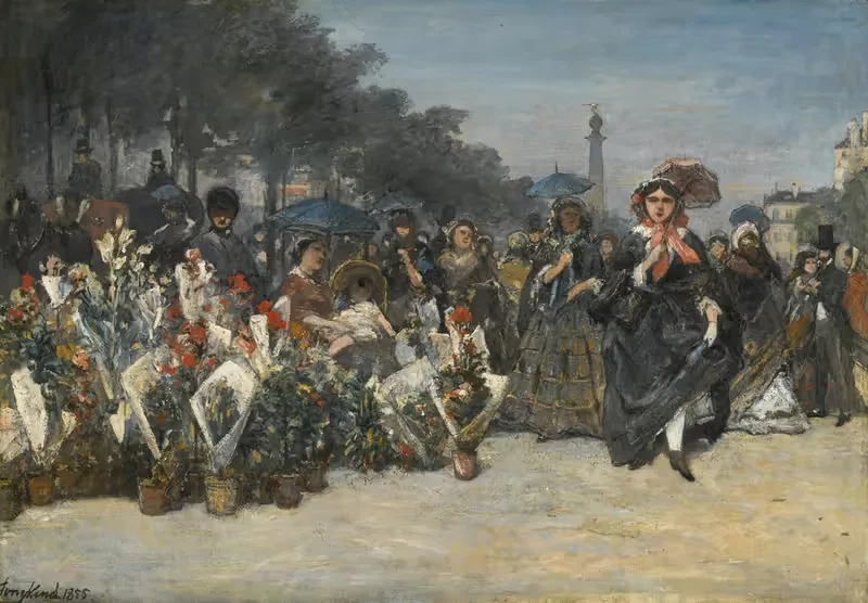 Le Marché aux fleurs, Boulevard Richard Lenoir, Paris — Johan Barthold Jongkind