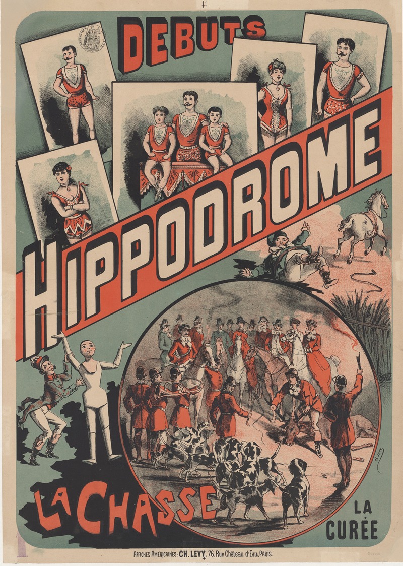 Hippodrome. La chasse la curée affiche by Imp. Charles Lévy, 1882-1888 — digital art print download