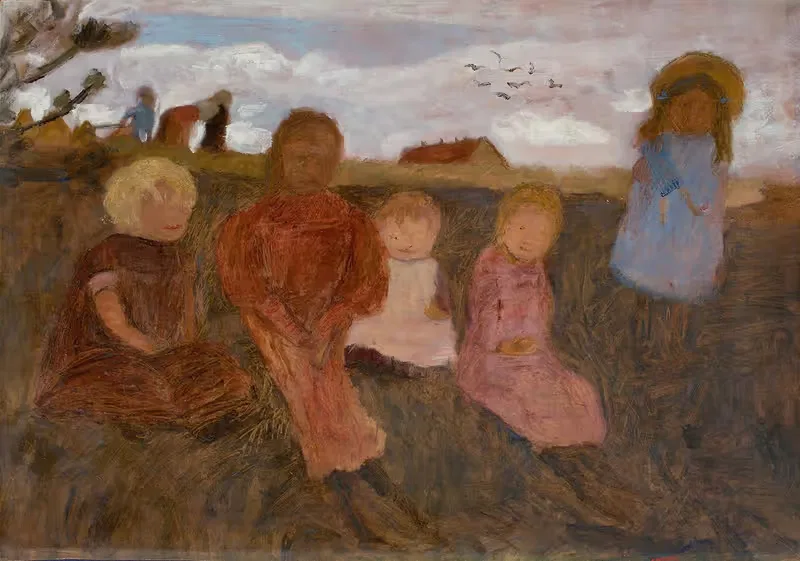 Пять детей на склоне, справа Эльсбет by Паула Модерсон-Беккер, 1902 — digital art print download
