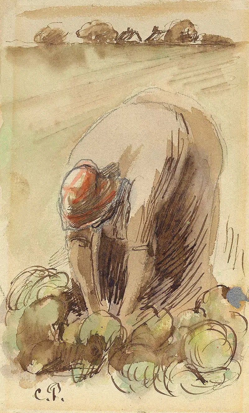 Femme se cambrant — Camille Pissarro
