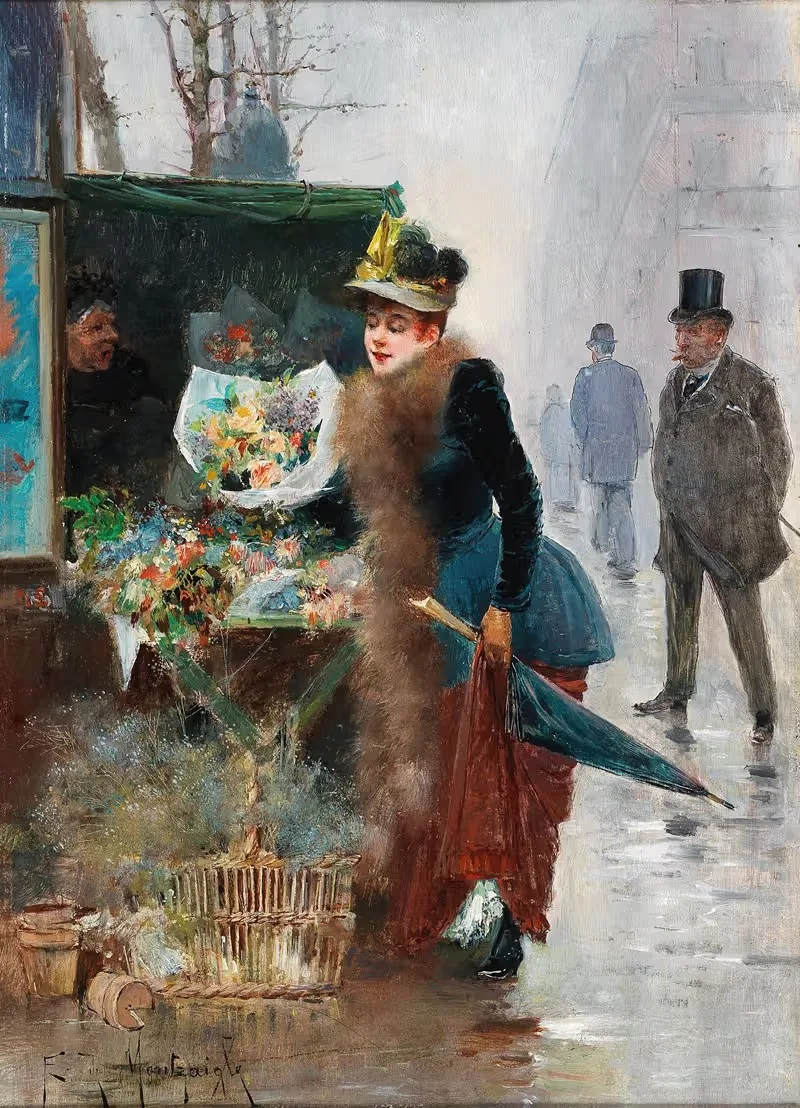 A Flower Market in Paris — Edgard de Saint-Pierre de Montzaigle