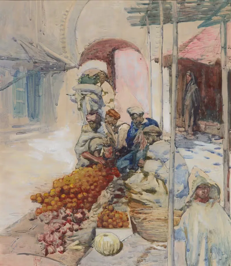 The orange sellers, Tangiers — Frances Hodgkins