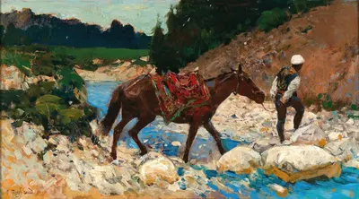 Всадник, пересекающий брод by Франц Рубо — digital art print download