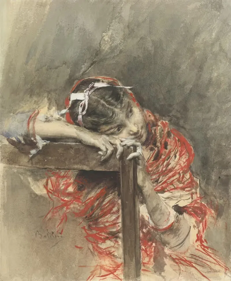 A Girl Wearing a Red Shawl — Giovanni Boldini