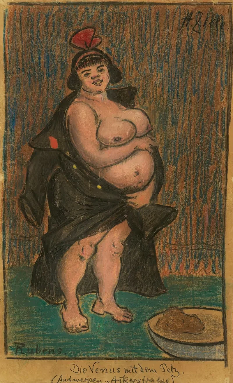 Die Venus mit dem Pelz. (Antwerpen ,Ackerstraße‘) — Heinrich Zille