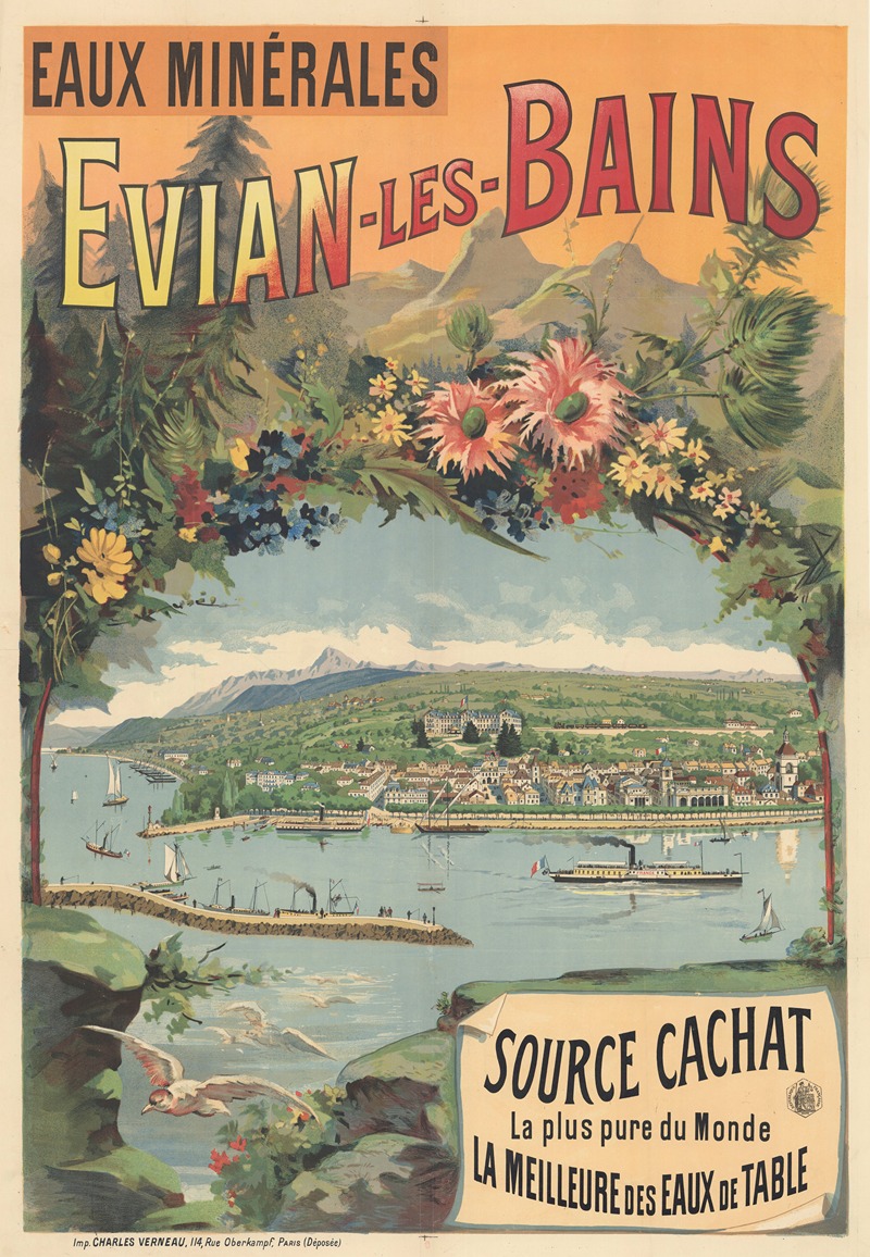 Eaux minérales. Evian-les-Bains by Imp. Charles Verneau, 1890-1900 — digital art print download