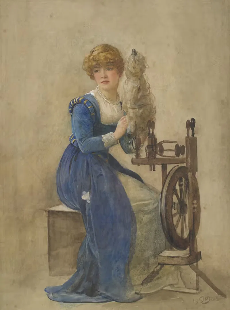 Женщина, прядущая by Джон Паркер, 1908 — digital art print download