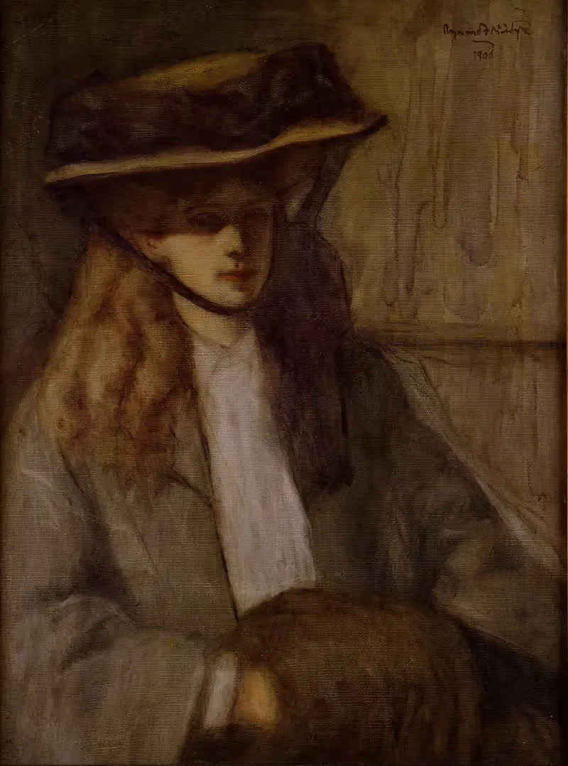 Женщина с меховым муфтом by Рэймонд Макинтайр, 1906 — digital art print download