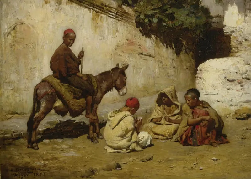 Арабские дети играют в карты by Фредерик Артур Бриджман, 1873 — digital art print download