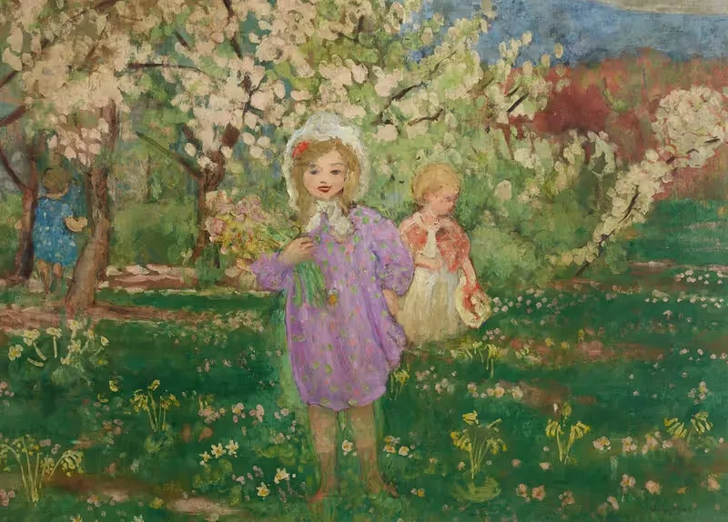 Enfants dans un verger fleuri by Henri Lebasque — digital art print download