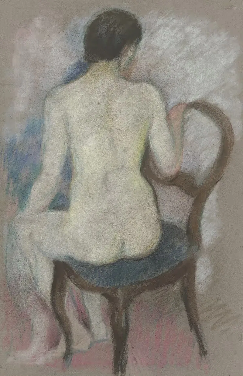Ню на стуле by Август Макке, 1909-1910 — digital art print download