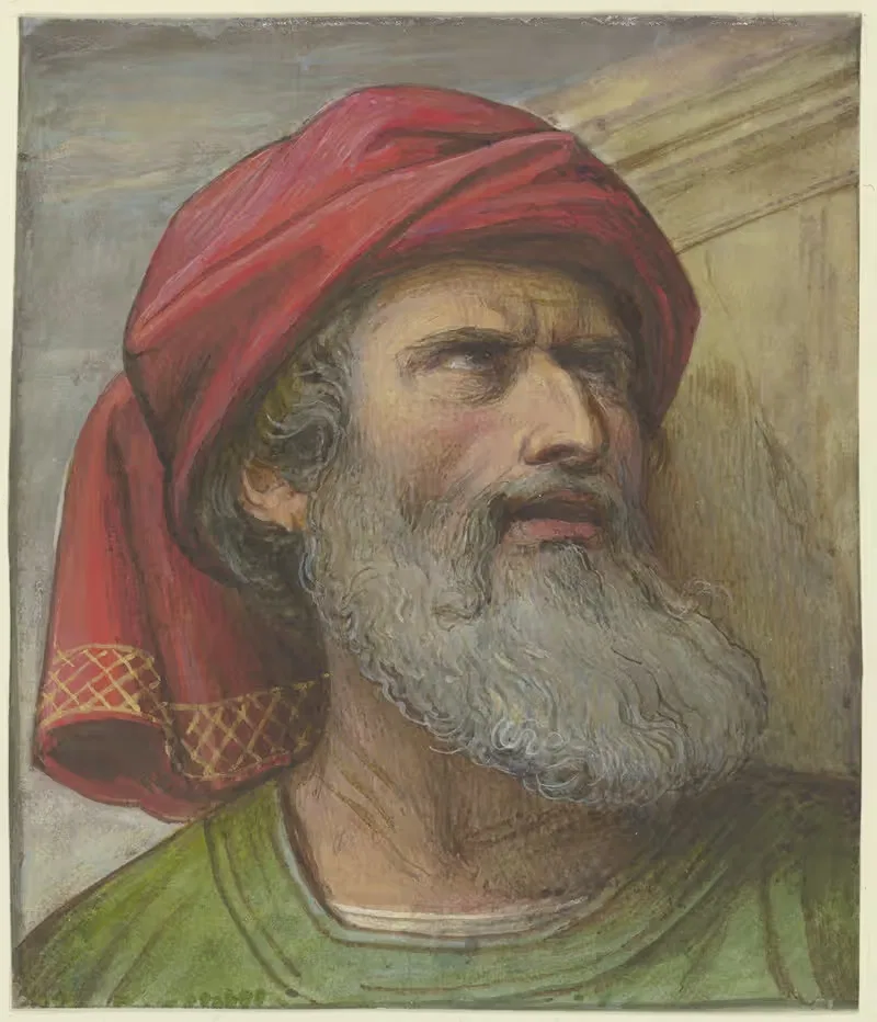 Kopf eines aufwärts blickenden Mannes mit Turban — Eduard von Steinle