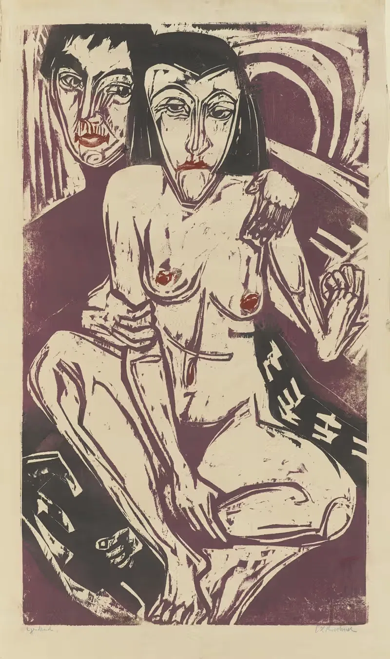Меланхолия (Автопортрет с Эрной) by Эрнст Людвиг Кирхнер, 1922 — digital art print download