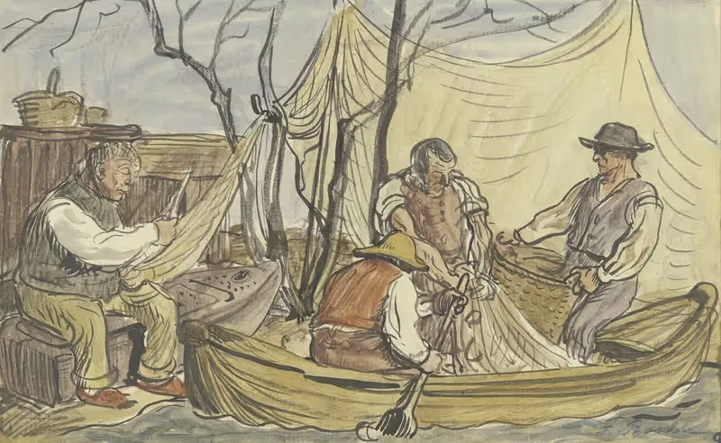 Уходящие рыбаки by Фриц Бёле, 1898 — digital art print download