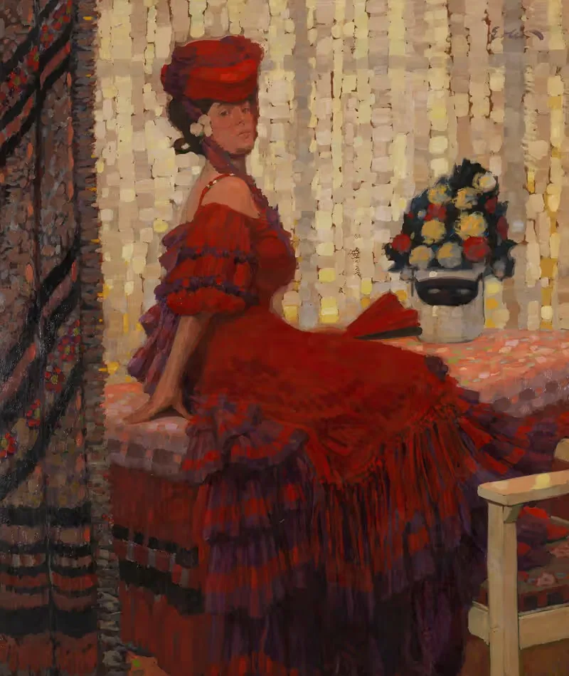 Домино (Дама в красном) by Фриц Эрлер, 1907 — digital art print download