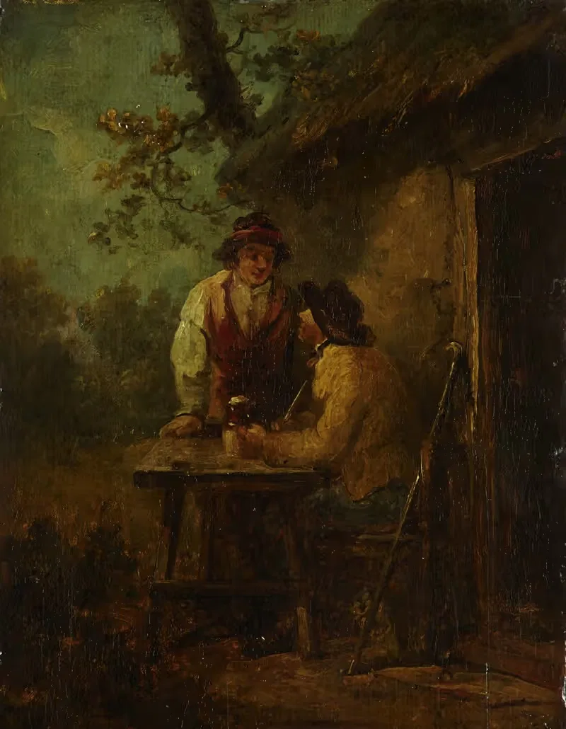 Peasants in front of a Hut — George Morland