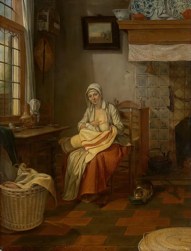Interior with Nursing Mother by Gerrit Zegelaar — digital art print download