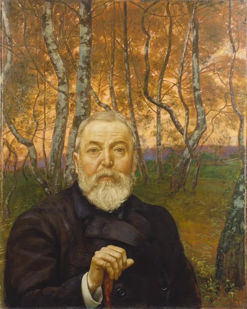 Self-Portrait in front of a Birch Forest — Hans Thoma