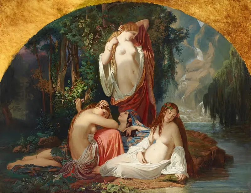 Les baigneuses – Les filles de la source by Henri Lehmann — digital art print download
