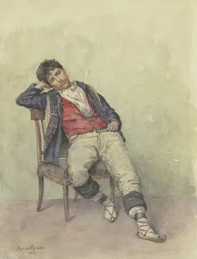 Сидящая итальянка by Германн Крузе, 1896 — digital art print download