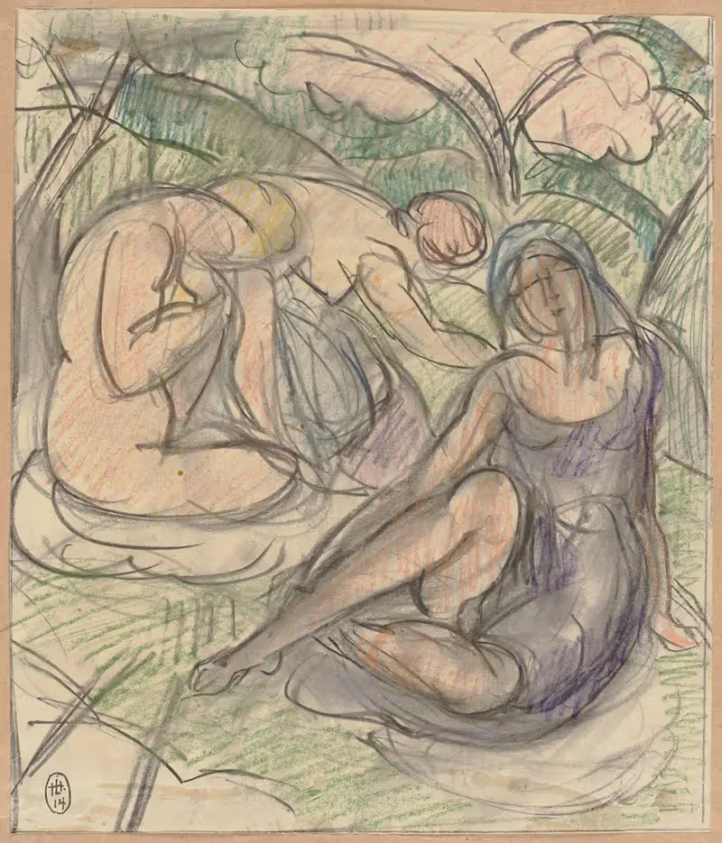 Три женщины by Герман Лисманн, 1914 — digital art print download