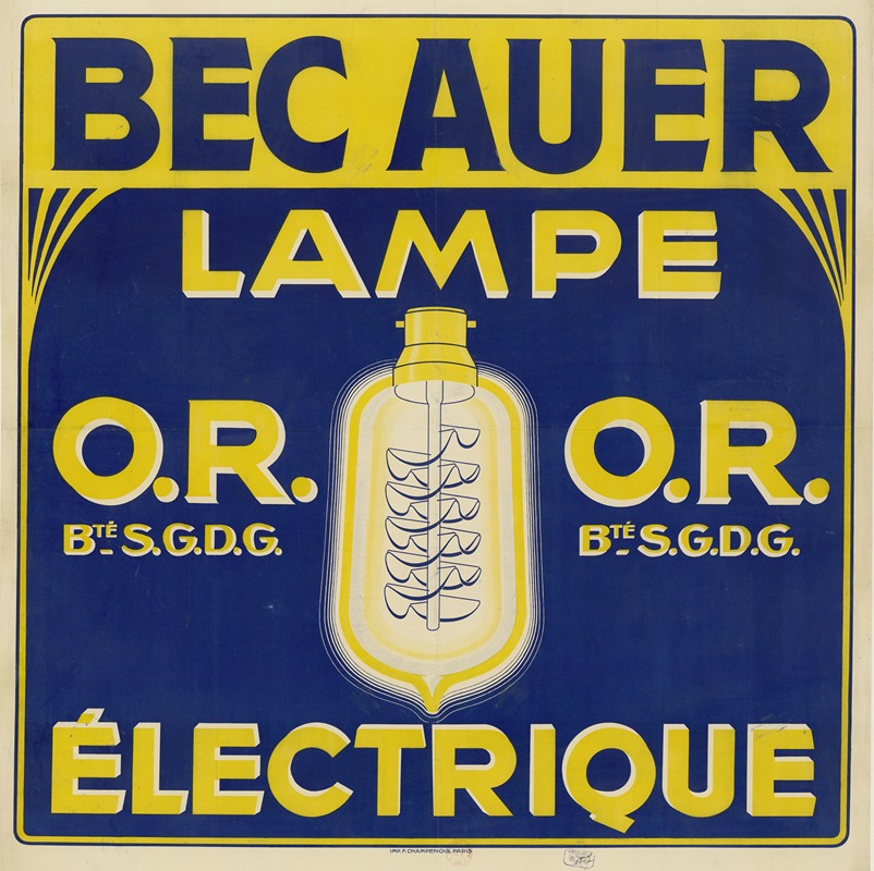 Bec Auer. Lampe O.R. électrique by Имп. Ф. Шампеноа, 1911 — digital art print download