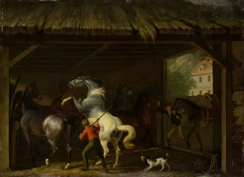 Bolting Horse in the Stable — Johann Georg Pforr