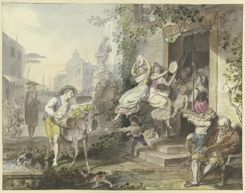 Популярные развлечения в Риме by Иоганн Генрих Рамберг, 1797 — digital art print download