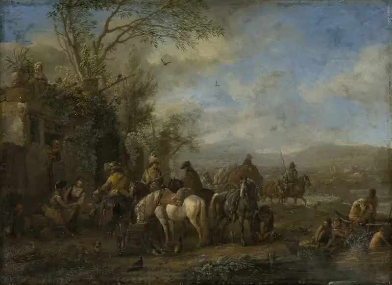 Armed Riders in Front of an Inn — Philips Wouwerman
