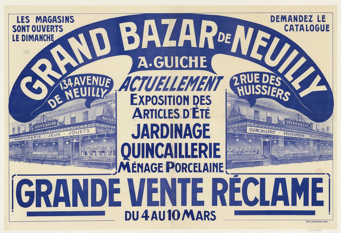 Grand bazar de Neuilly, A. Guiche — Imp. F. Champenois