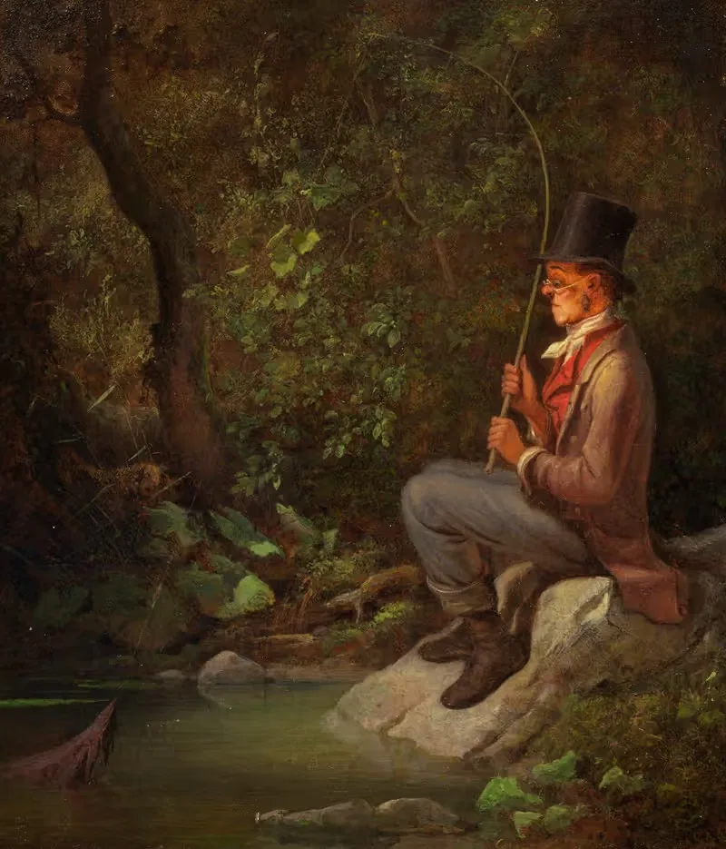 Der Angler am Waldbach by Carl Spitzweg, 1844 — digital art print download