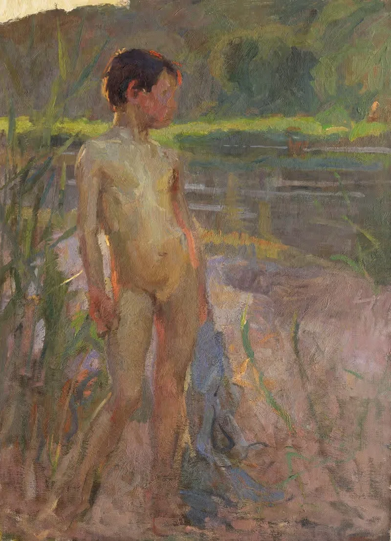 Badender Bub an der Donau by Christian Landenberger, 1900 — digital art print download