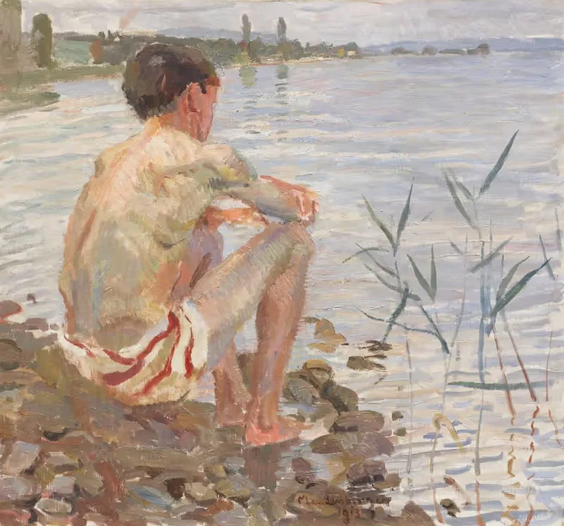 Купающийся мальчик (Дингельсдорф) by Кристиан Ланденбергер, 1913 — digital art print download