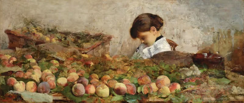 Молодая продавщица персиков by Джованни Соттокорнола, 1888 — digital art print download