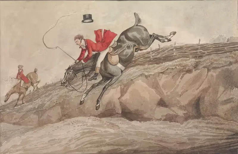 'Делая дело; и дело сделано;' Делая прыжок вниз by Генри Томас Алкен, 1818 — digital art print download
