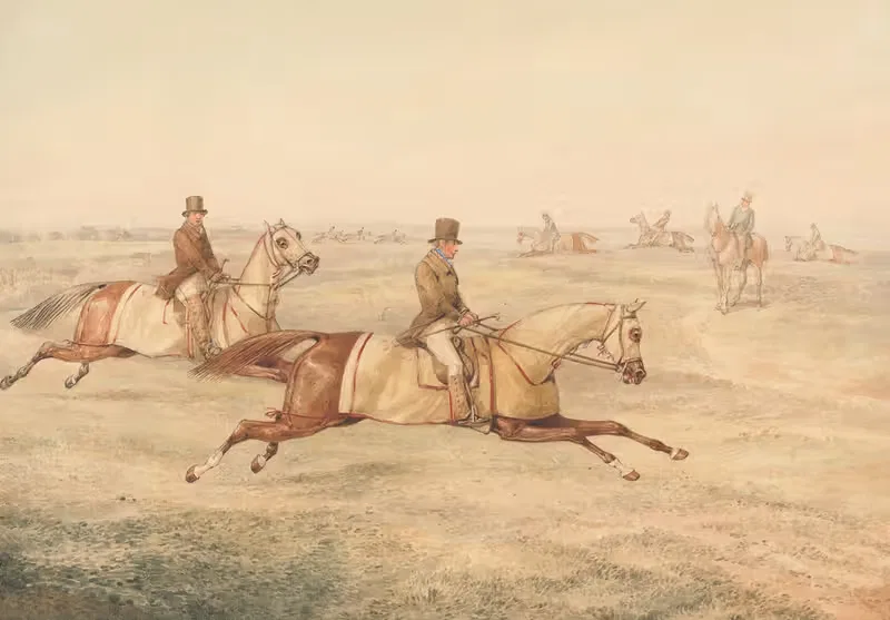 Two Riders Exercising Horses at a Gallop — Henry Thomas Alken