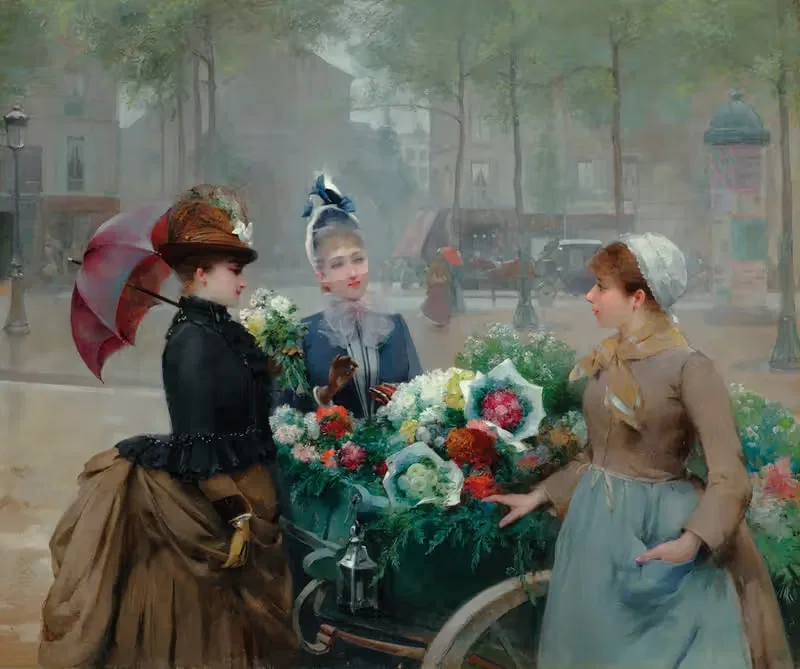 Цветочный рынок by Луи Мари Де Шривер, 1897 — digital art print download