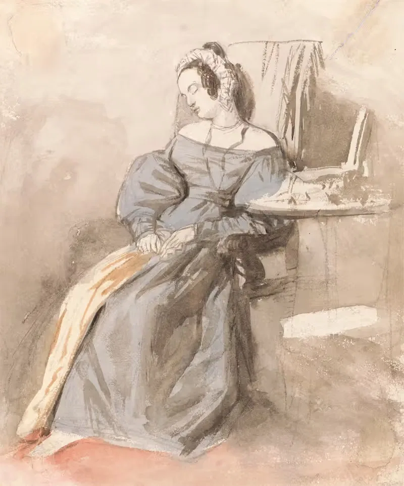 Study of a Lady Asleep in a Chair — Alfred Edward Chalon
